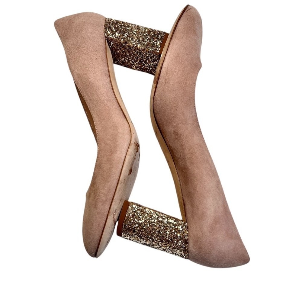 Kate Spade Anastasia Demi Rose Suede Gold Glitter Pumps Sz-9